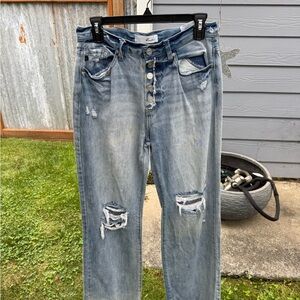 KanCan Blue Distressed Flare Jeans